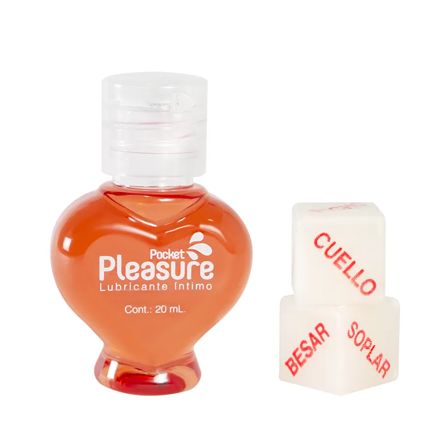 Lubricante Intimo Fresa 20 Ml + Dados Pocket Pleasure