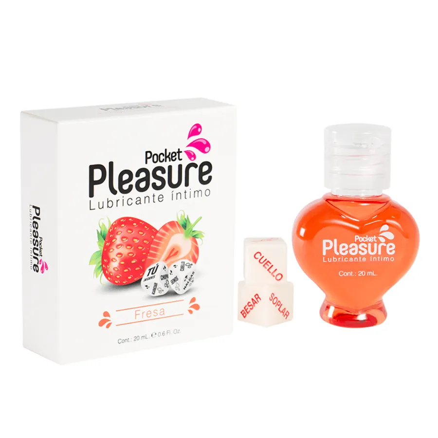 Lubricante Intimo Fresa 20 Ml + Dados Pocket Pleasure