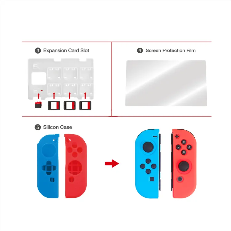 Estuche Kit Protección Dobe 7 en 1 para  Nintendo Switch Oled