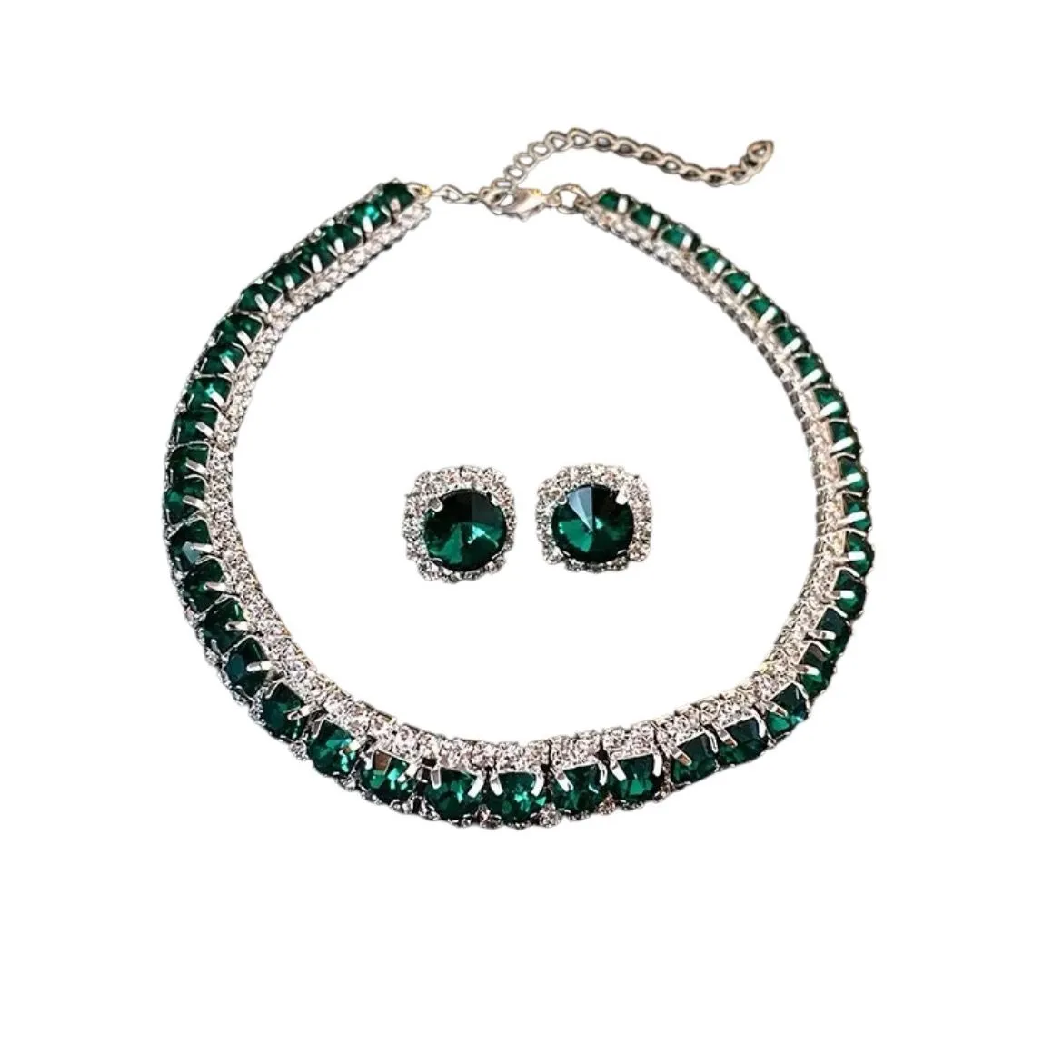 Collar De Diamantes De Imitación Verde De Lujo Para Mujer