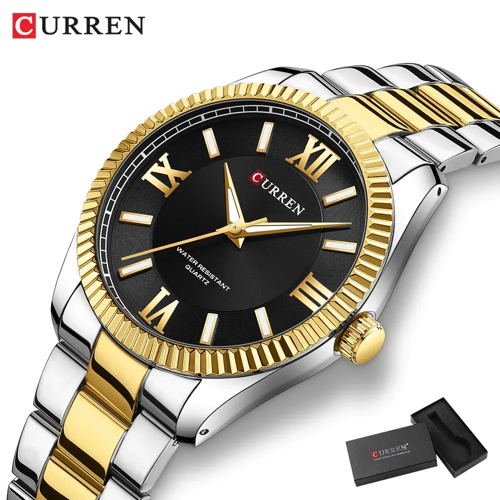 Reloj CURREN Original Banda De Acero Inoxidable 3ATM Impermeable 