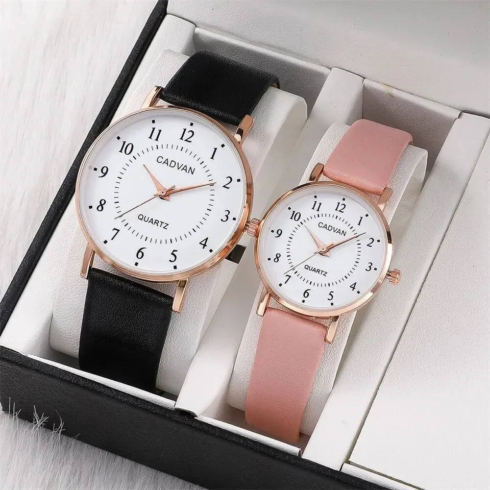 2 Piezas Reloj De Pulsera De Cuarzo Para hombre y Mujer