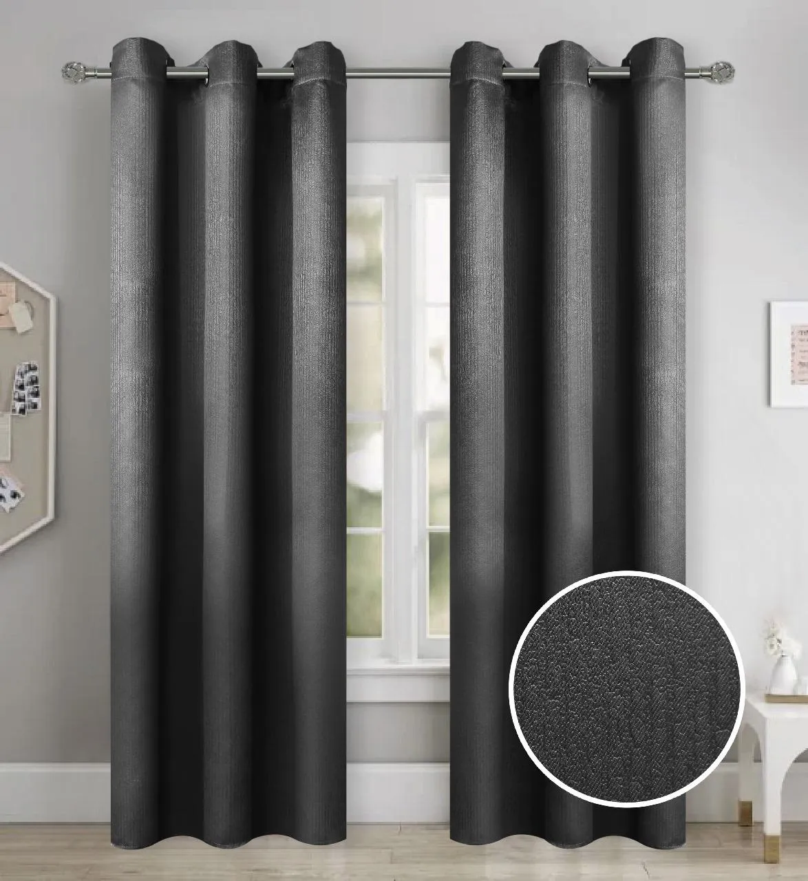 Cortina Blackout - Antiluz Premium 270x200 Cm Color Negro