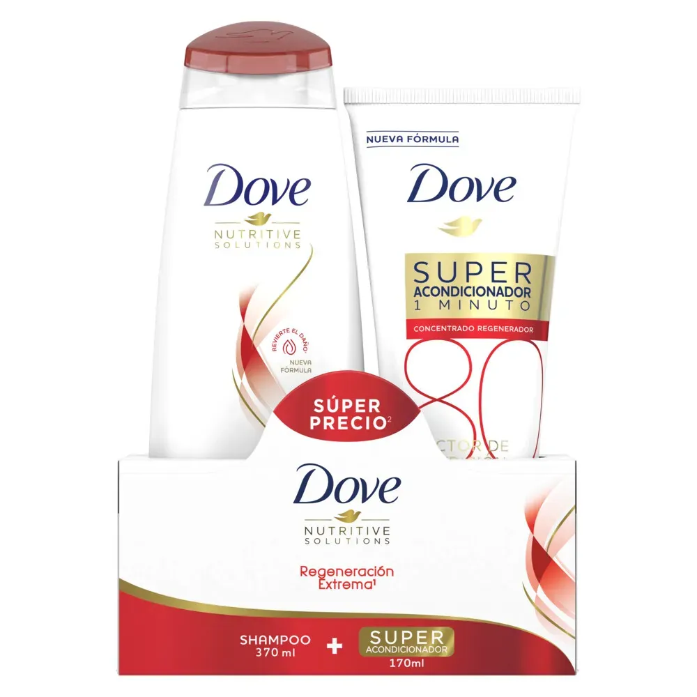  Dove Shampoo Y Acondicionador Regeneración Extrema 370Ml + Aco X 170Ml