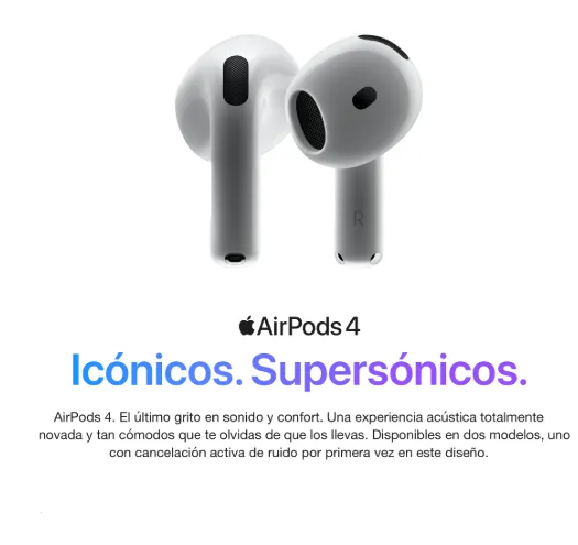 Apple AirPods 4 con Cancelación Activa de Ruido Serie 1.1