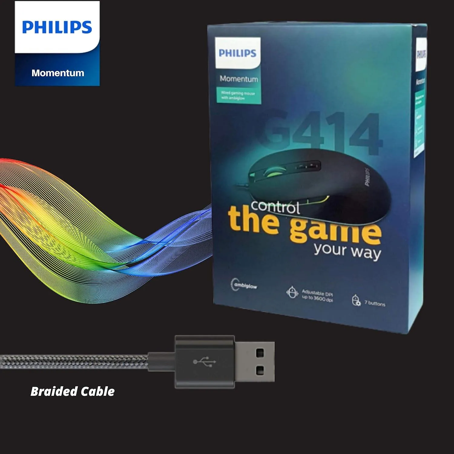 Mouse Gamer Philips 3200 DPI - Rgb