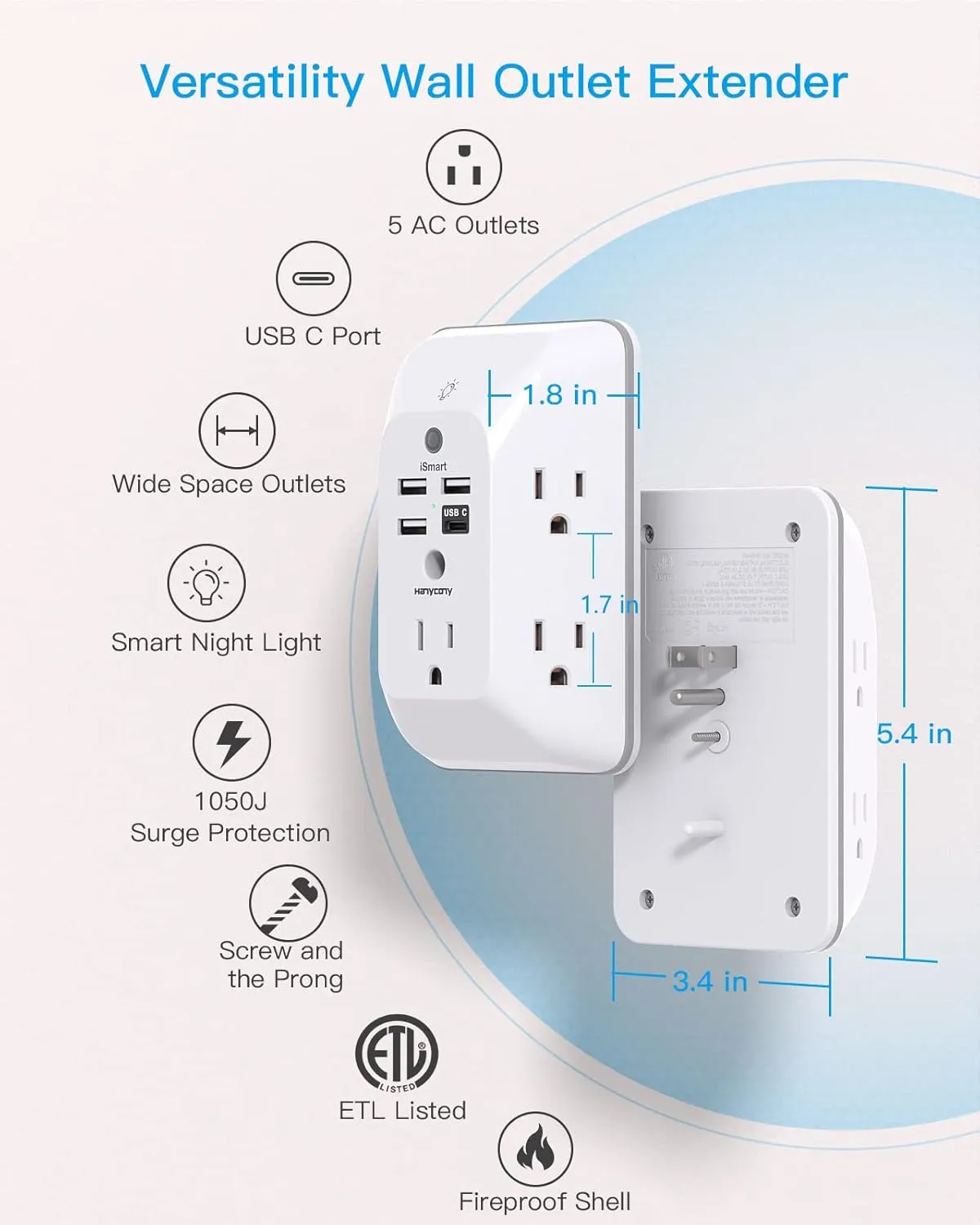  Multitoma Protector Voltaje Inteligente Cargador Pared