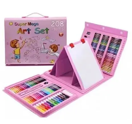 Set De Arte 208 Piezas Maleta Dibujo Creativo Rosa