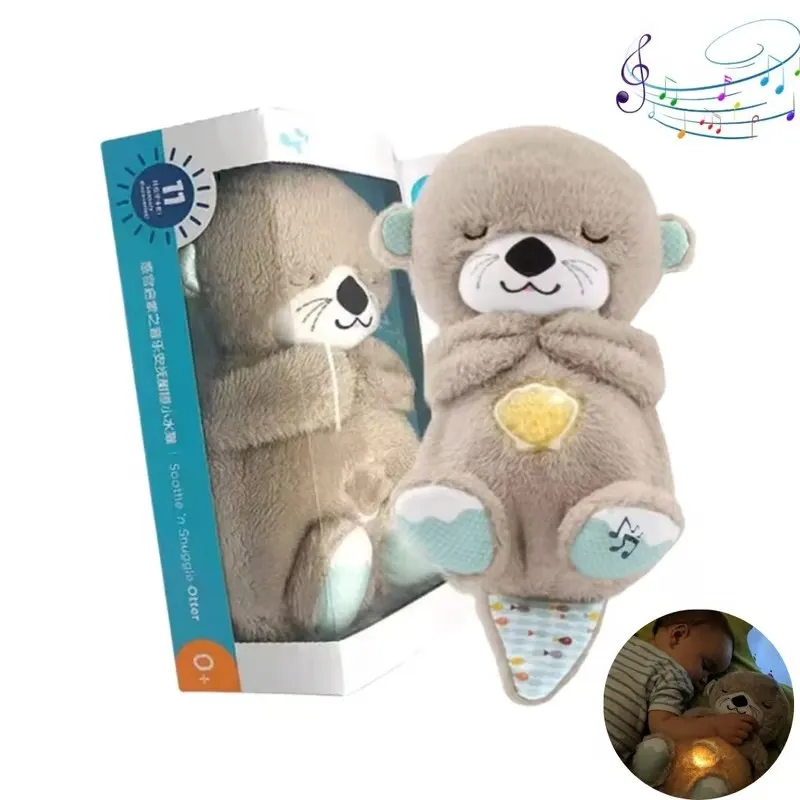 Muneco Nutria Musical Bebe Durmiendo Oso Respira Color Cafe Luegopago