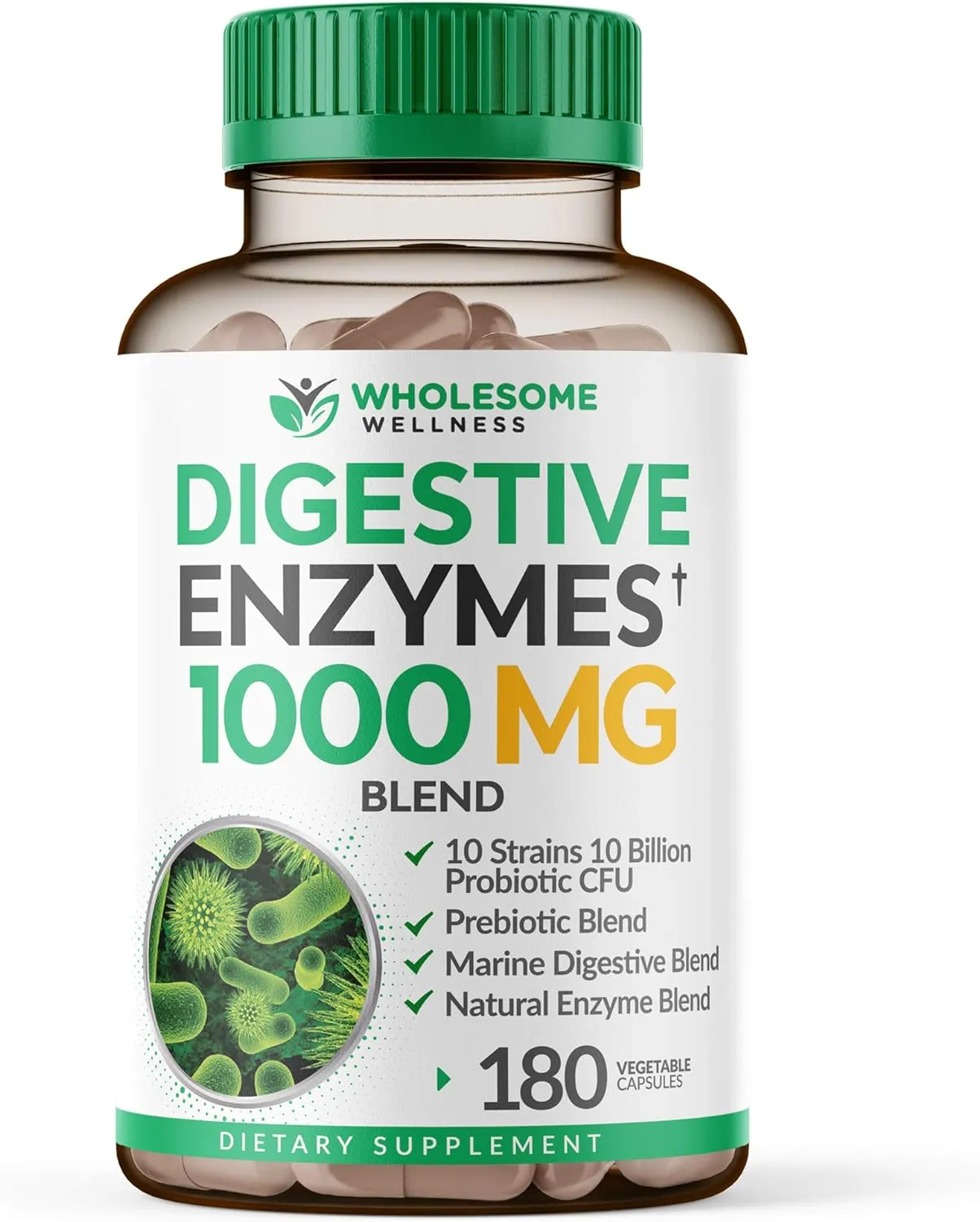 Wholesome Enzimas Digestivas 1000mg 180 Capsulas 