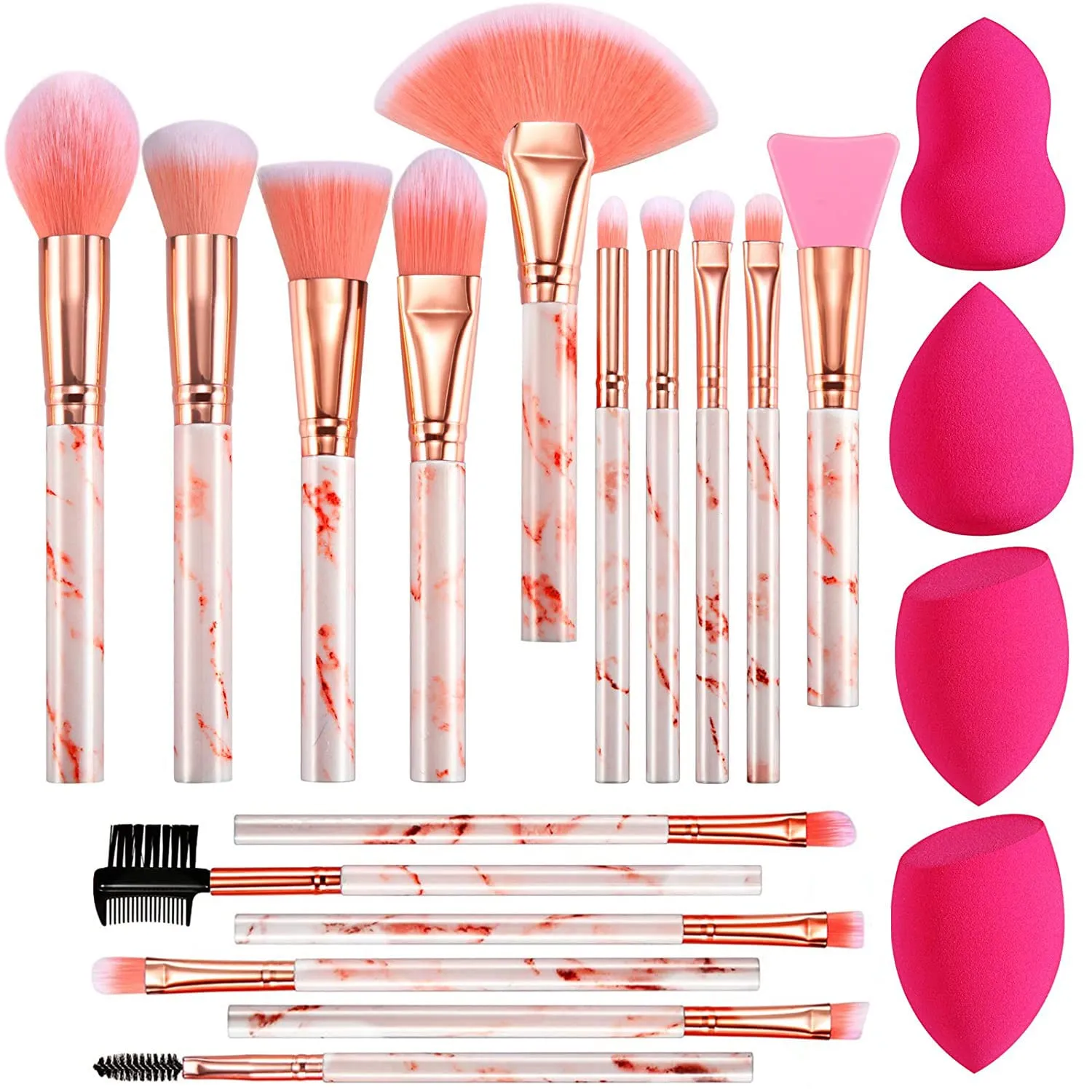 Set Brochas De Maquillaje 16 Brochas 4 Esponjas 1 Limpiador