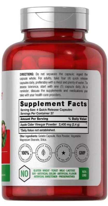 Horbaach Vinagre de Manzana 2,400 mg, 150 Cápsulas