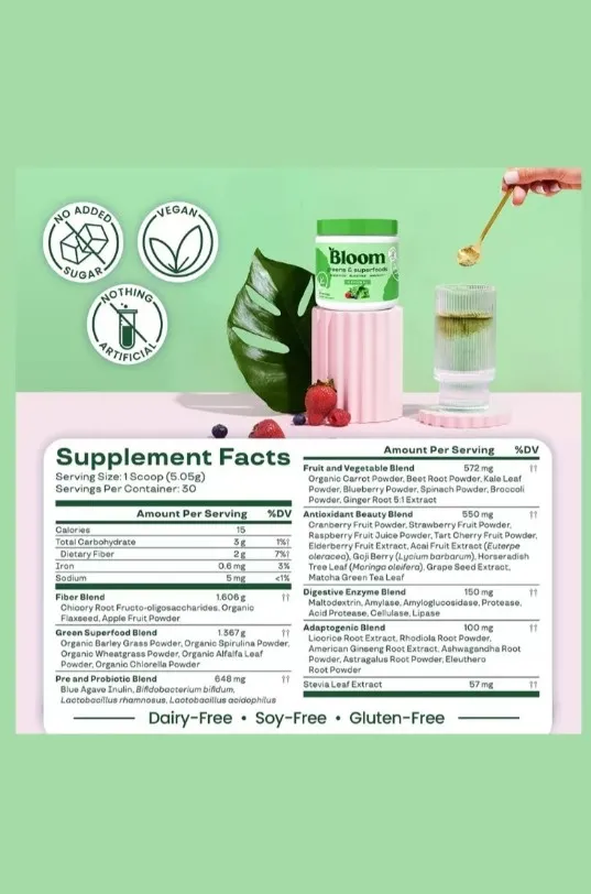 Bloom Nutrition Greens Superfoods 30 Servings 