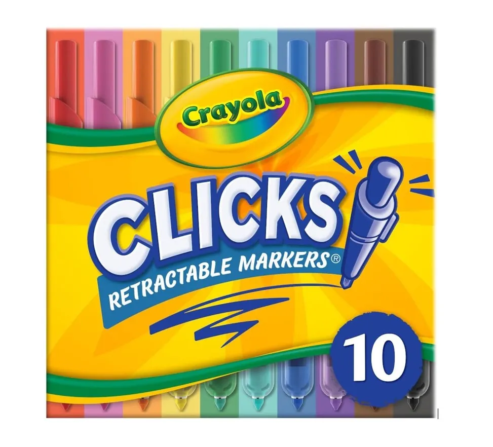 Marcadores Crayola Lavables Clicks Con Puntas Retráctiles X 10