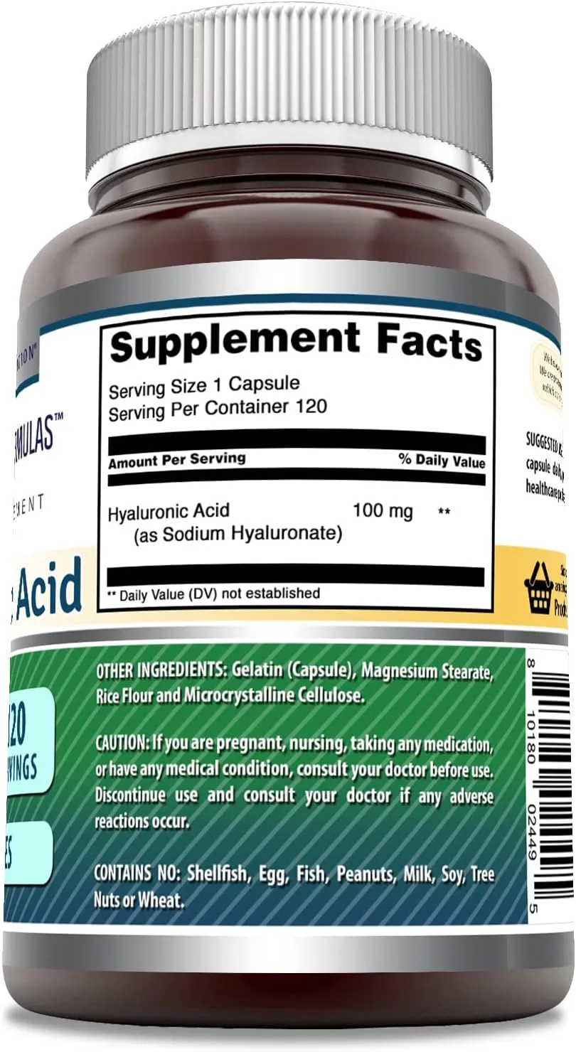 Amazing Formulas Ácido Hialurónico 100mg 120 Capsulas