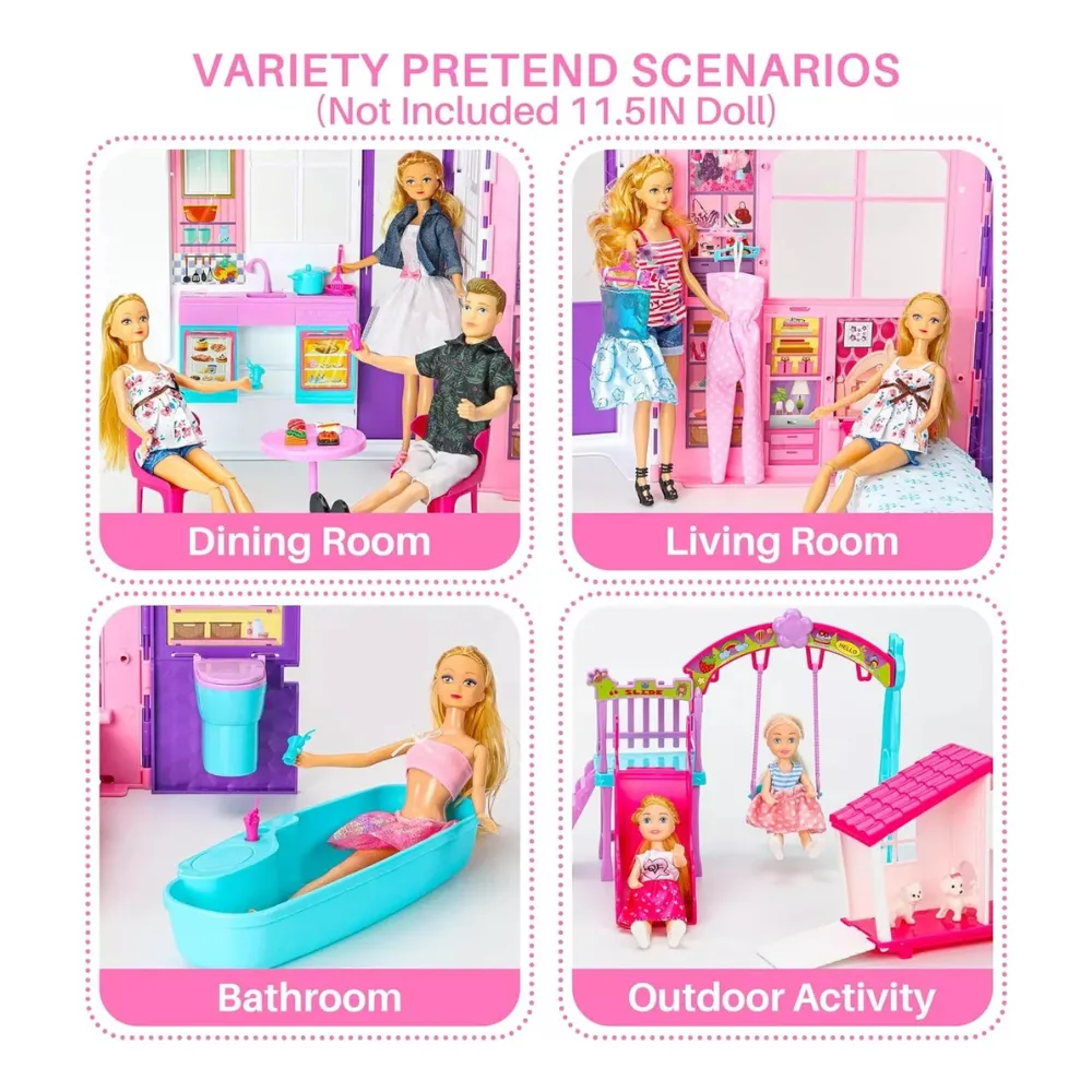 Dream Doll Casa De Muñecas Portable 60 Accesorios