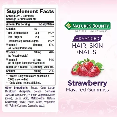 Hair Skin & Nails Biotina Americana Natures Bounty 230 Gomas