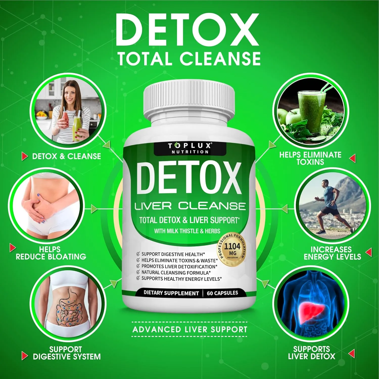 Toplux Nutrition Limpieza Total Detox 60 Cáps