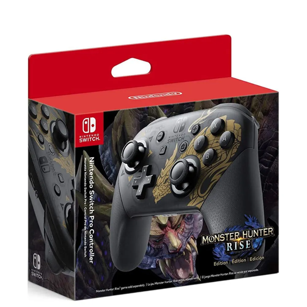 Control Joystick Inalámbrico Generico NINTENDO SWITCH Pro Controller monster hunter rise edition negro/Dorado