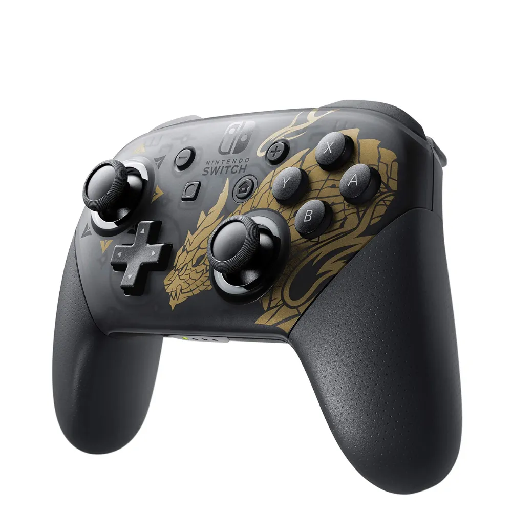 Control Joystick Inalámbrico Generico NINTENDO SWITCH Pro Controller monster hunter rise edition negro/Dorado