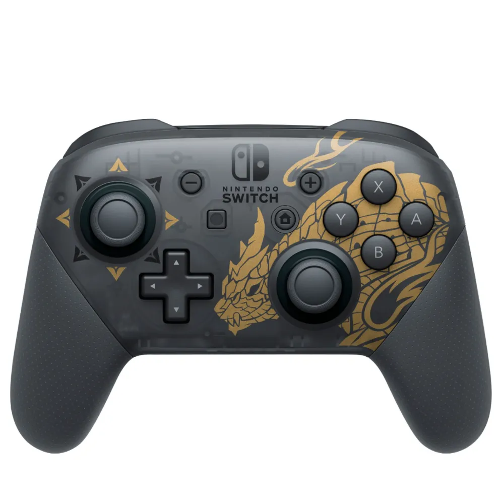 Control Joystick Inalámbrico Generico NINTENDO SWITCH Pro Controller monster hunter rise edition negro/Dorado