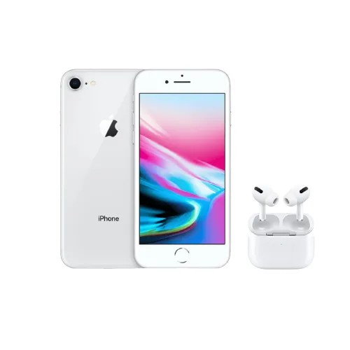 Celular Reacondicionado iPhone 8 Plata 128GB  + Airpods Pro 2 AAA  12 Meses De Garantía