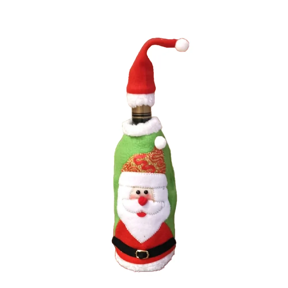 Cubre Botellas De Vino Diseño Navideño Papá Noel Figuras