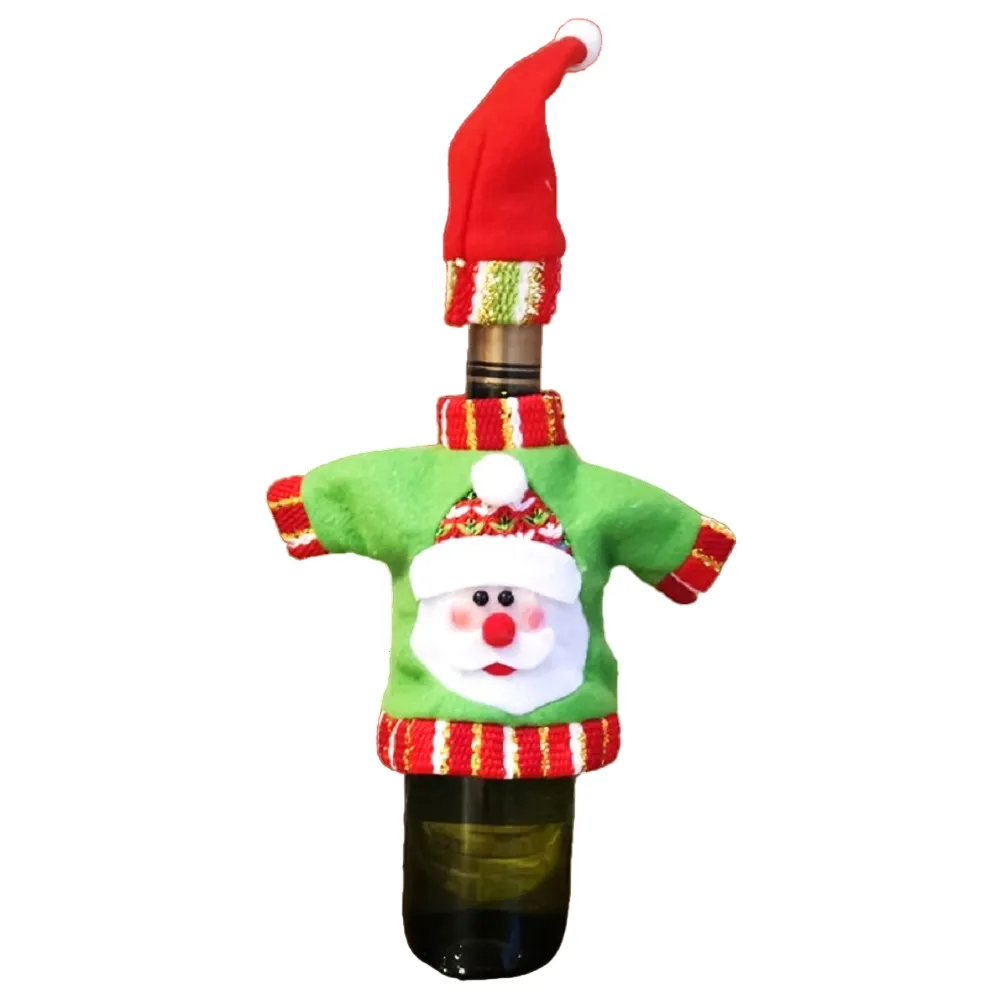 Cubre Botellas De Vino Diseño Navideño Camisa Papá Noel