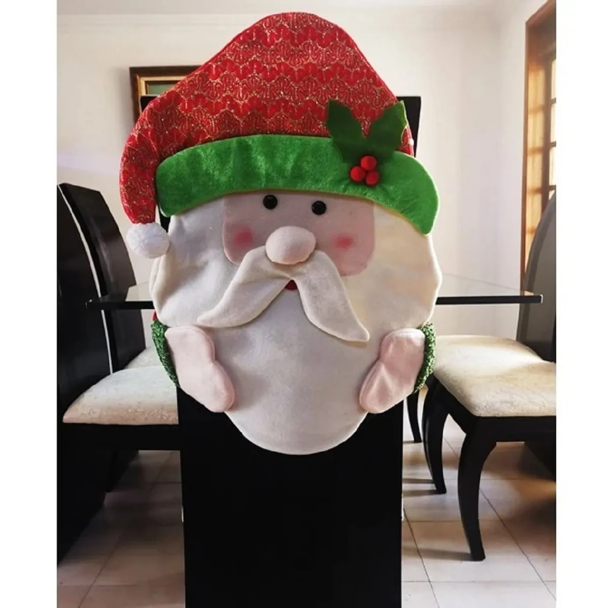 Espaldar De Silla Diseño Navideño Papá Noel Satinado