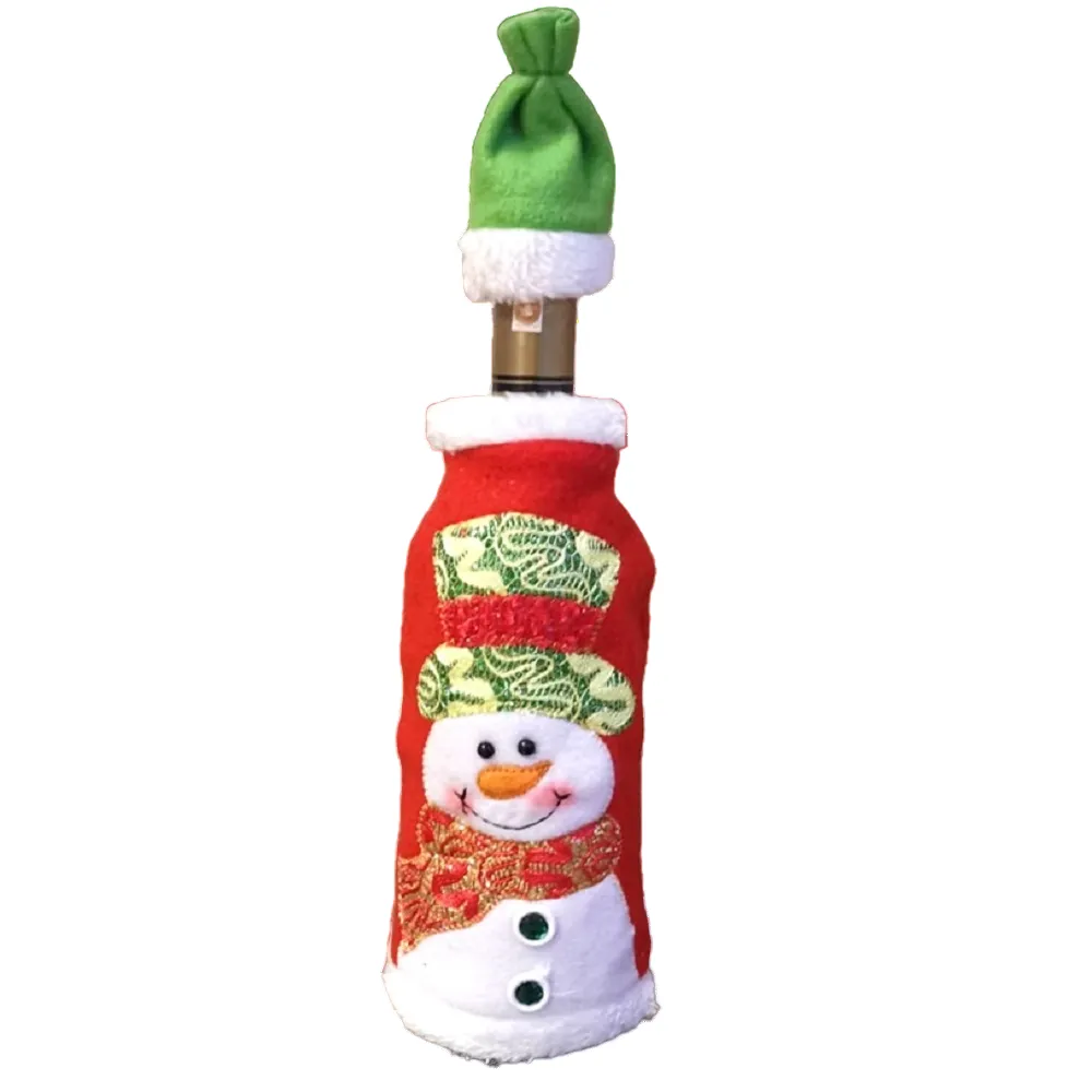 Cubre Botellas De Vino Diseño Navideño Hombre de Nieve Gorro Figuras