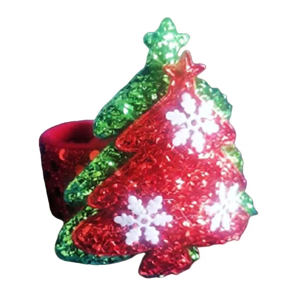 Accesorio Navideño 3 En 1: Pulsera, Servilletero Y Cortinero Diseño Árbol Rojo Brillante