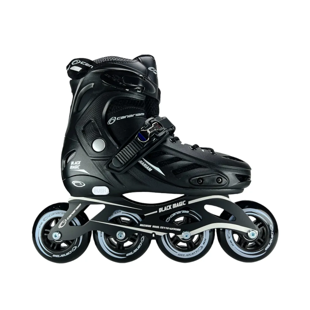 Patines En Linea Semiprofesionales Canariam Black Magic Ajustables Negro