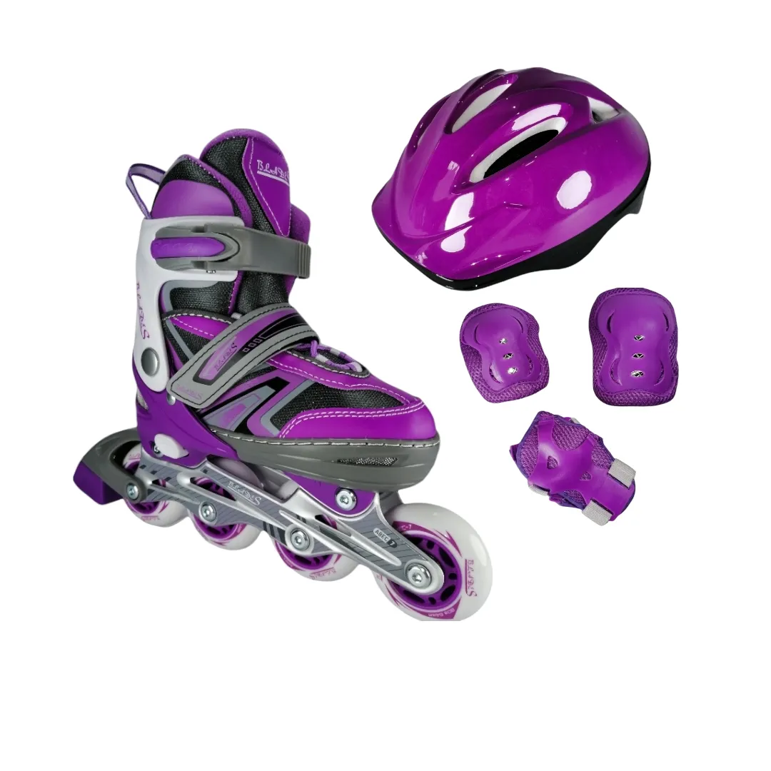 Patines En Linea Semiprofesionales Kit Blades Ajustables Con Protecciones Morado