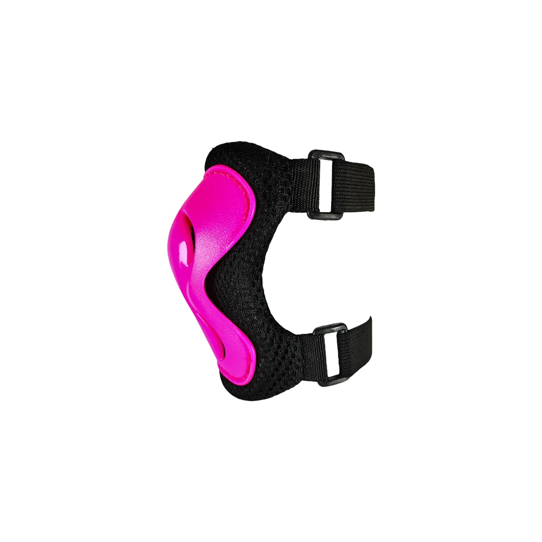 Combo Protecciones Casco Basic Aerodynamic Con Rodilleras Coderas Y Guantes Sport Fucsia