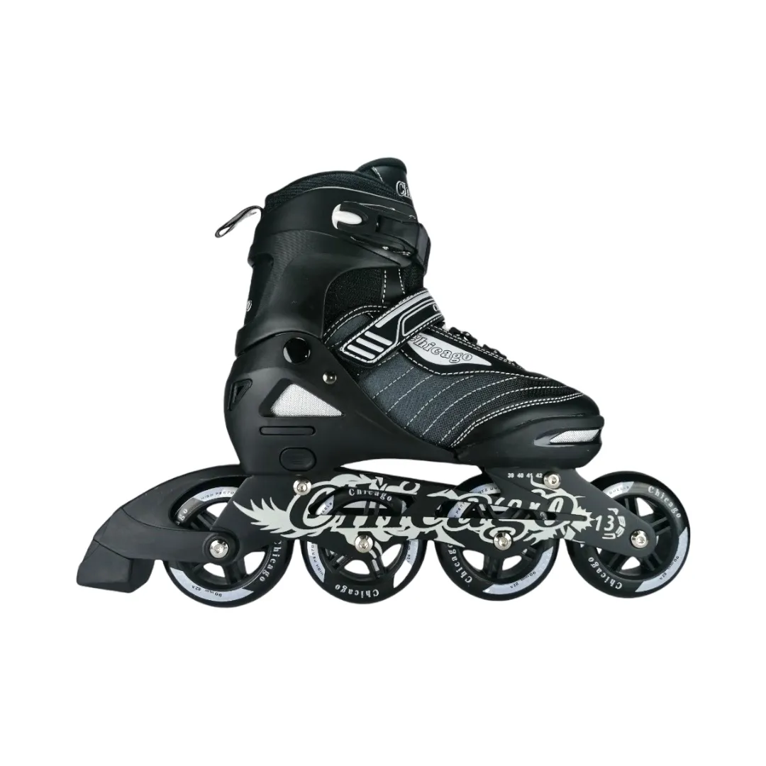 Patines En Linea Semiprofesionales Chicago Best Ajustables Negro  