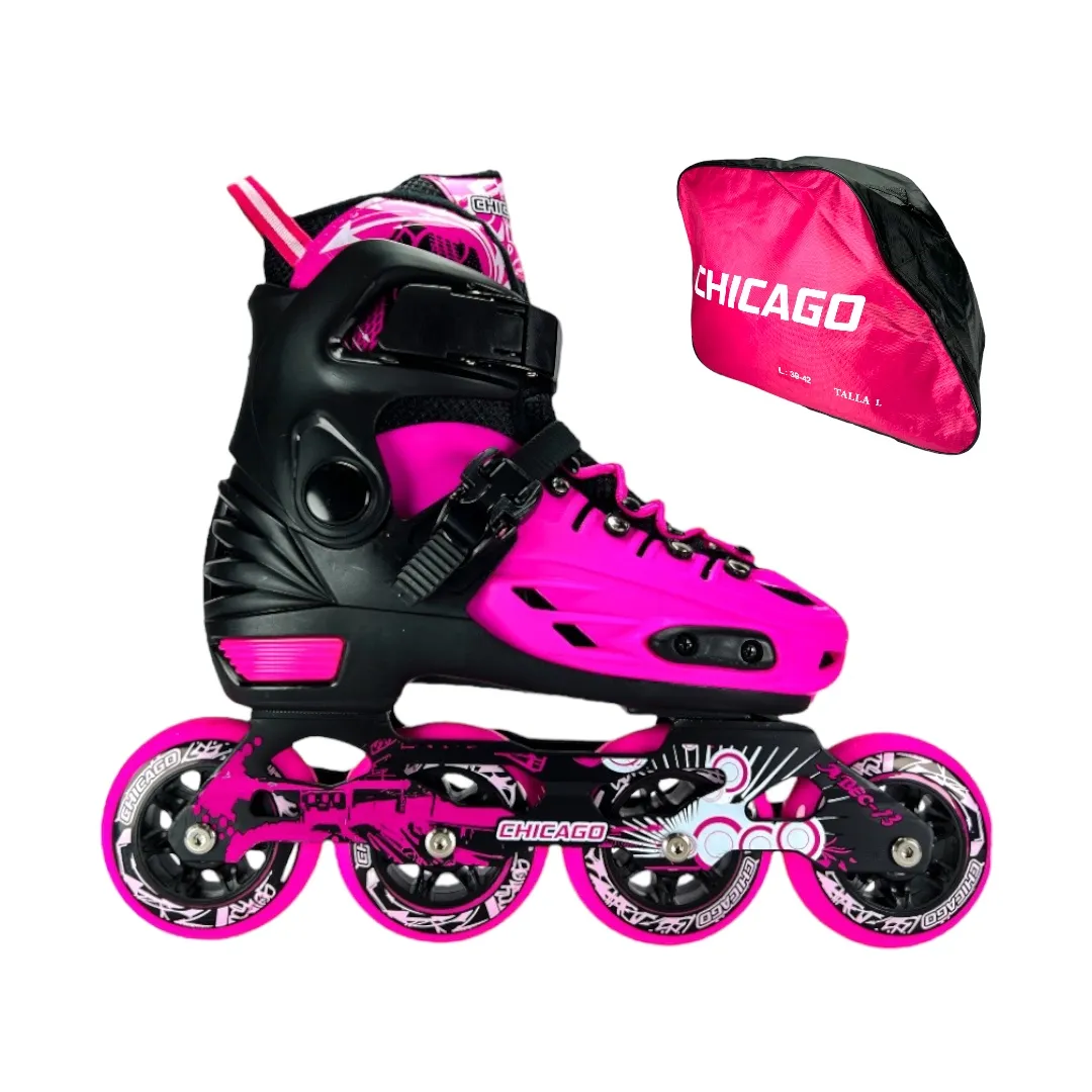 Patines En Linea Semiprofesionales Chicago Magic Ajustables Fucsia