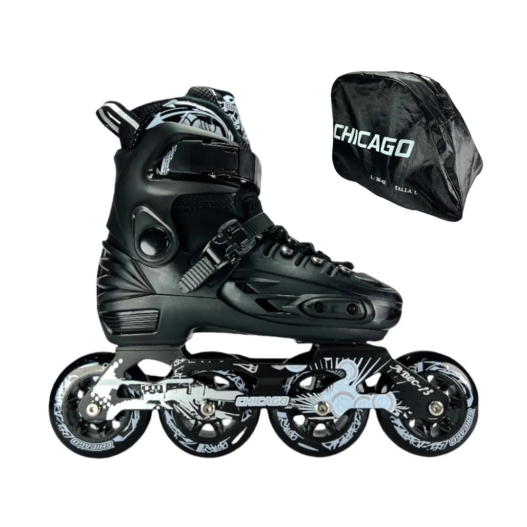 Patines En Linea Semiprofesionales Chicago Magic Ajustables Negro