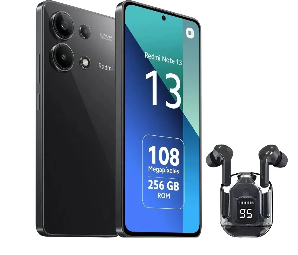 Celular XIAOMI REDMI Note 13 256GB  8 RAM Negro + Audífonos Bluetooth 