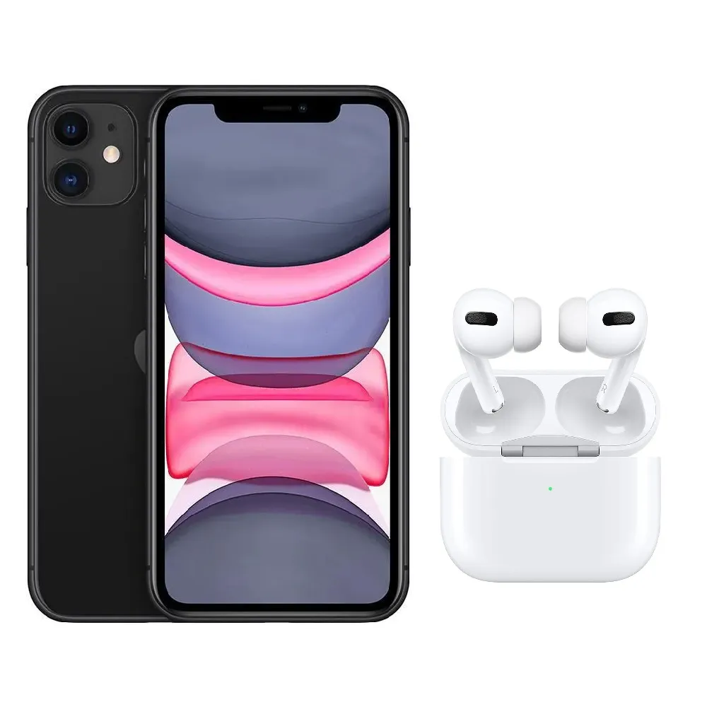 Celular  Iphone 11 64 Gb Reacondicionado 12 Meses De Garantía Negro+ Auriculares + vidrio + estuche + cargador