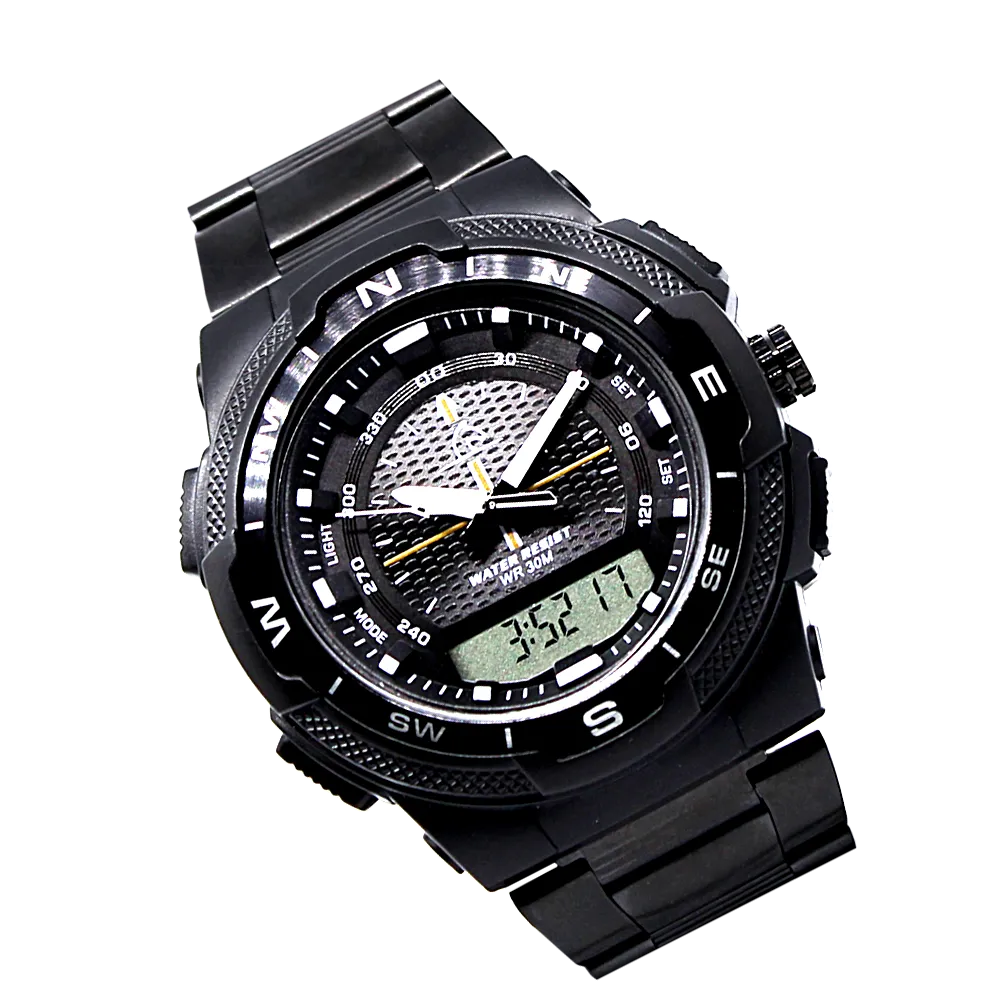 Reloj Pegaso Doble Hora Hombre P8107ABK-M0101 Negro Pulso Acero