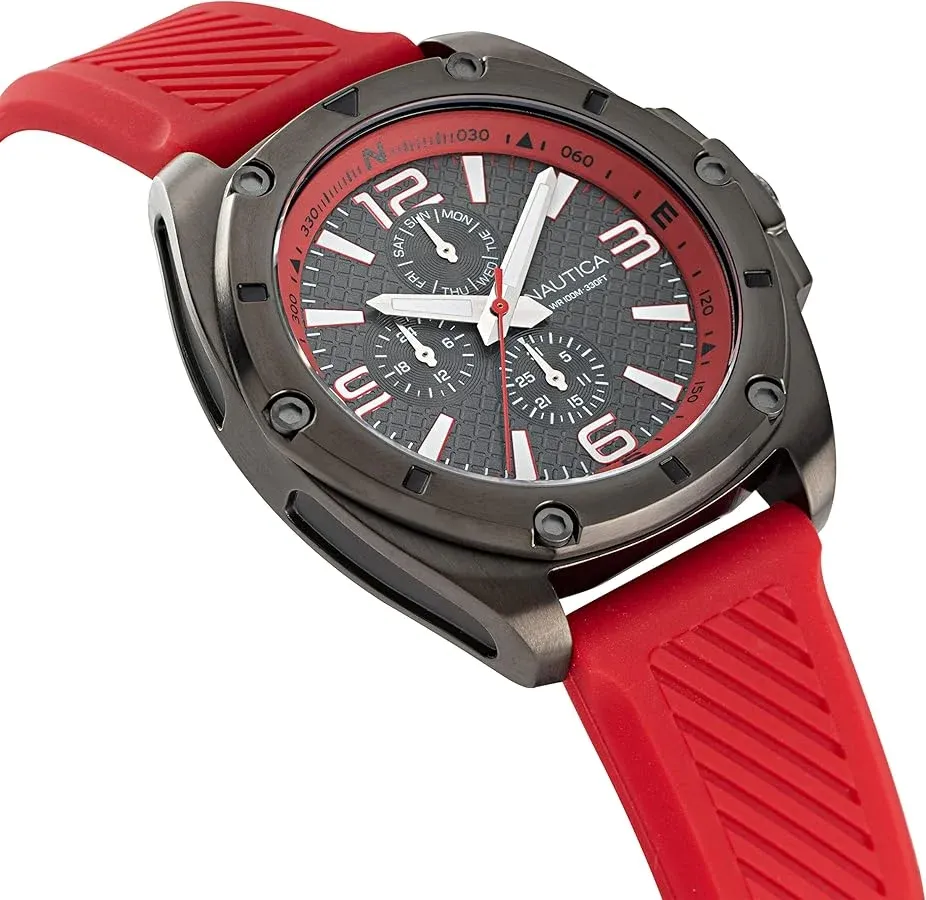 Reloj Nautica Tin Can Bay Pulso Silicona Rojo Caballero Hombre Masculino naptcs223