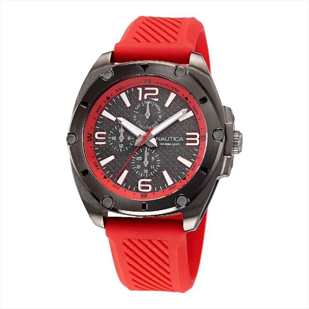 Reloj Nautica Tin Can Bay Pulso Silicona Rojo Caballero Hombre Masculino naptcs223