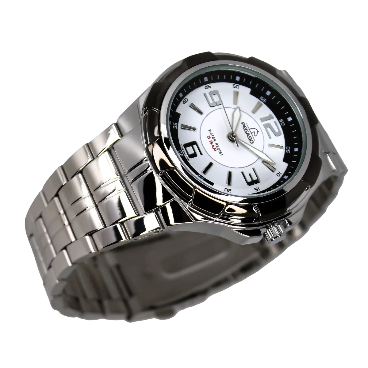 Reloj Pegaso Analogo Hombre P6511BK-07221A Pulso Acero Bisel Negro