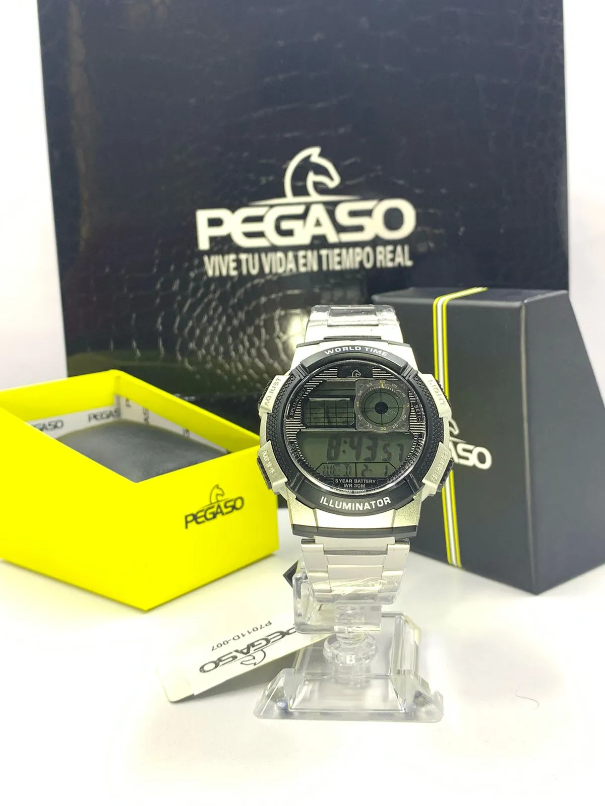 Reloj Pegaso Hombre Digital P7011D-007 Plateado Pulso Acero