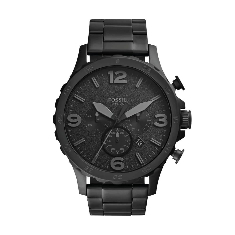 Fossil Hombre Nate JR1401 Reloj acero Inoxidable Negro Caballero