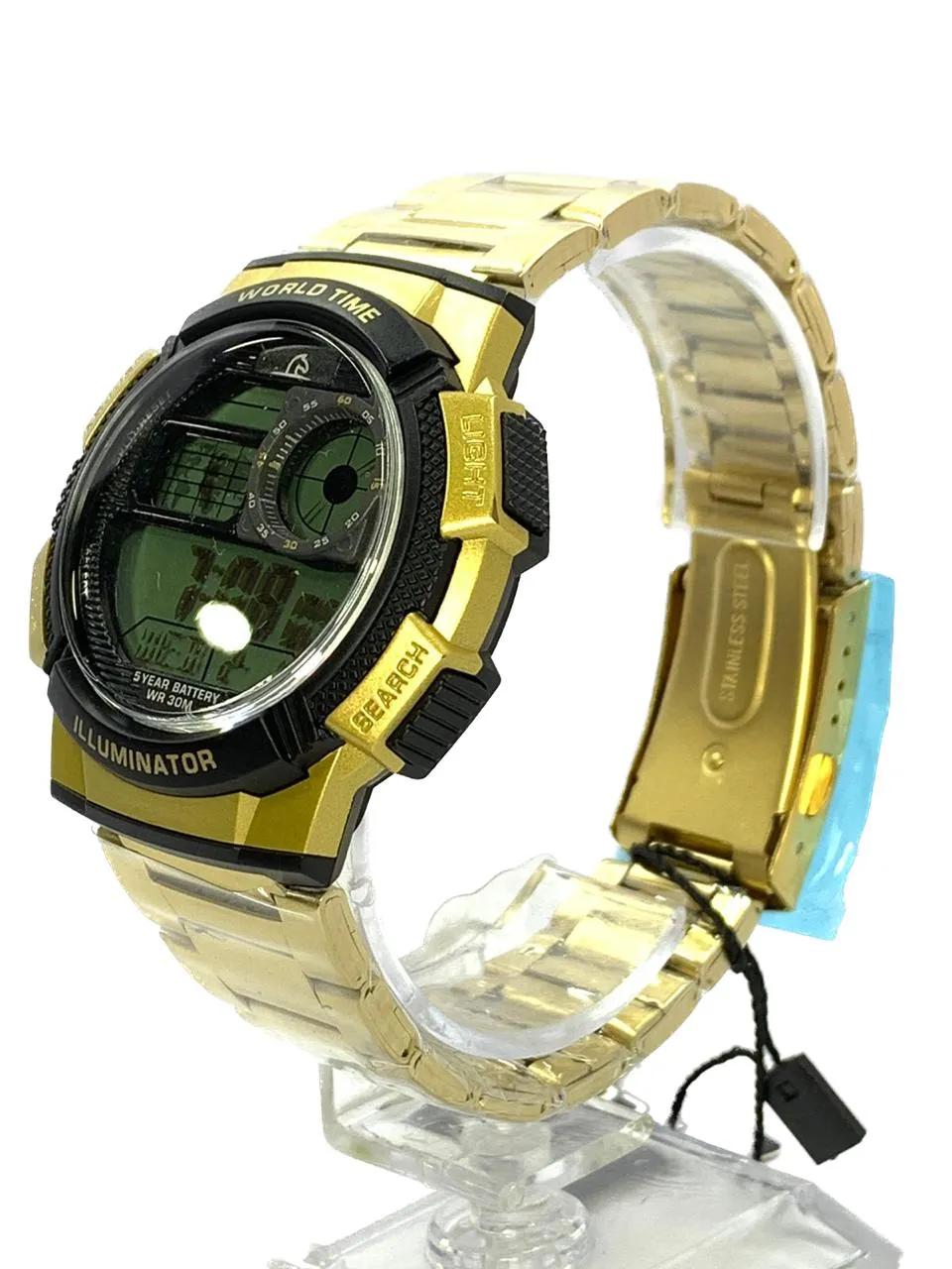 Reloj Pegaso Hombre Digital P7011G-M1801 Pulso Acero Dorado