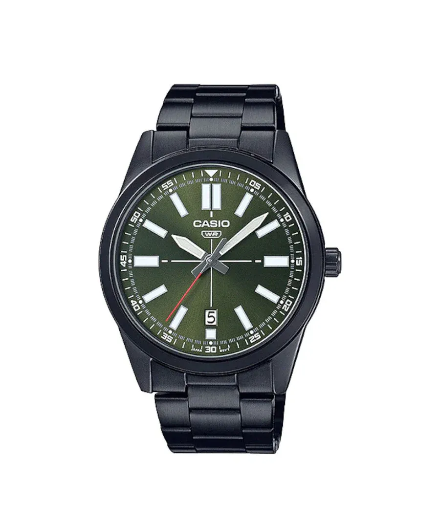 Reloj Casio Hombre MTP-VD02B-3EUDF Pulso Acero Pavonado Negro Fondo Verde