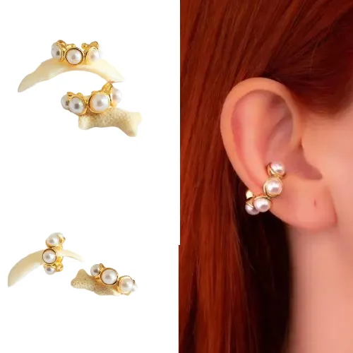 Ear Cuff Perlas Dorado 