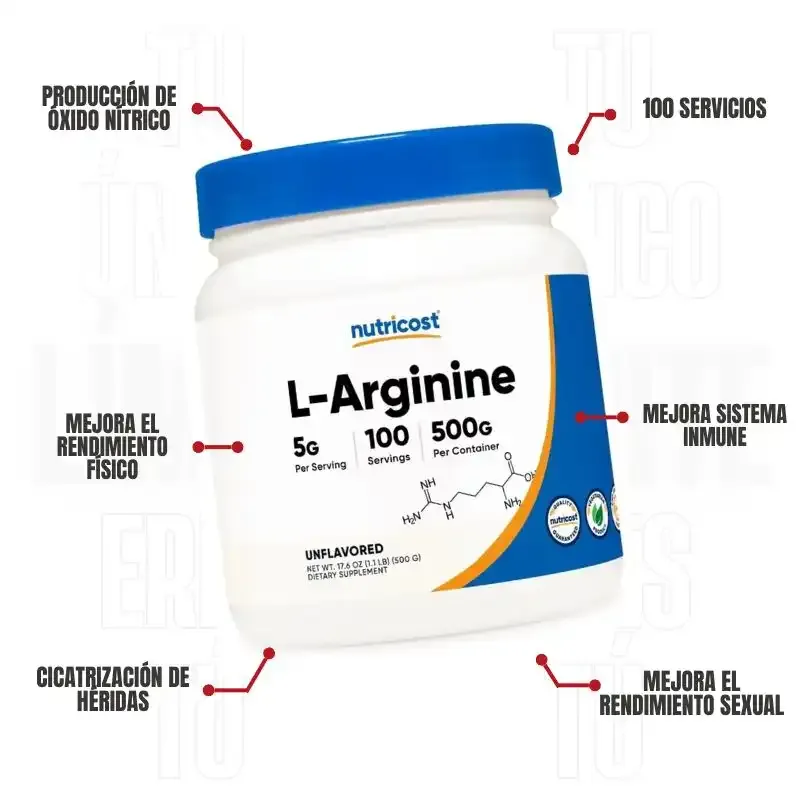 L-Arginina En Polvo 100 Servicios Nutricost