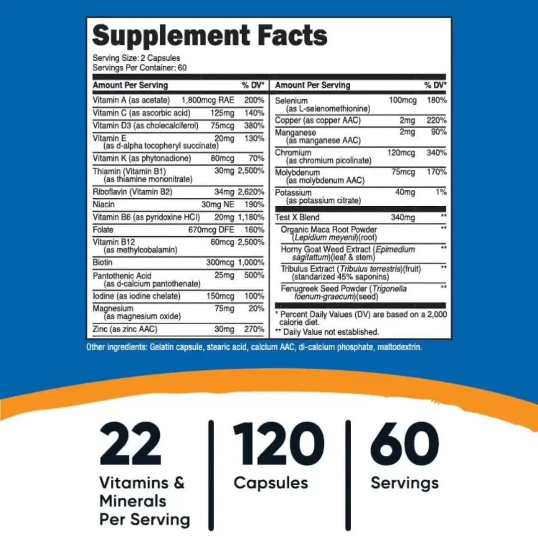 Multivitamin For Men 120 Capsulas Nutricost